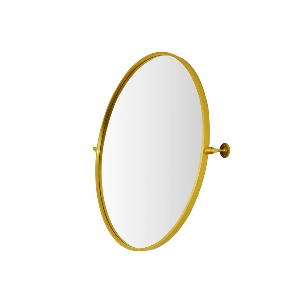 Round pivot mirror 30 inch in gold. Picture 7