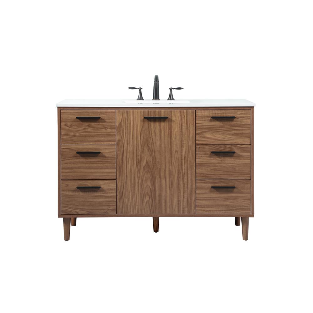 48 inch Single bathroom vanity in walnut brown. Picture 1