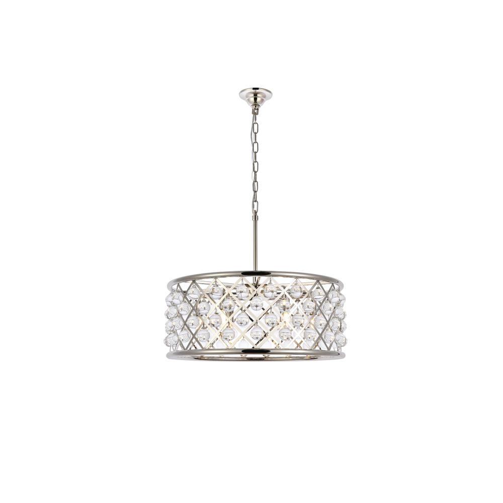 Madison 6 light polished Nickel Chandelier Clear Royal Cut Crystal. Picture 1