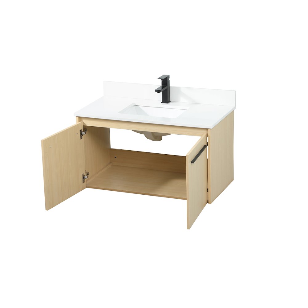 36 Inch Single Bathroom Vanity In Maple With Backsplash. Picture 10