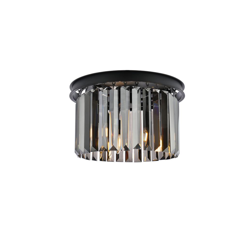 Sydney 3 light Matte Black Flush Mount Silver Shade (Grey) Royal Cut Crystal. Picture 1