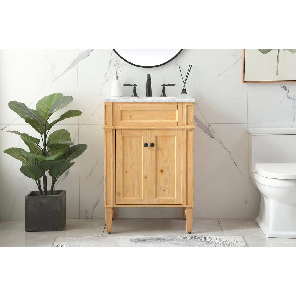 24 inch Single bathroom vanity in natural wood. Picture 14