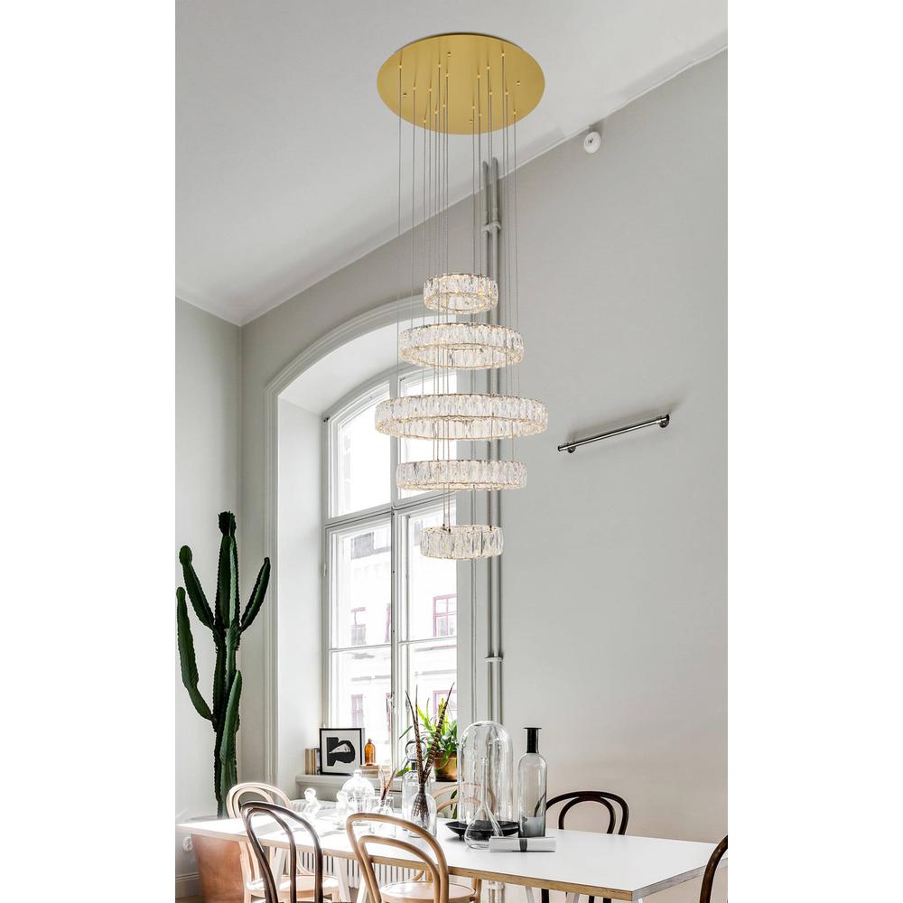 Monroe Integrated LED chip light gold Chandelier Clear Royal Cut Crystal. Picture 7