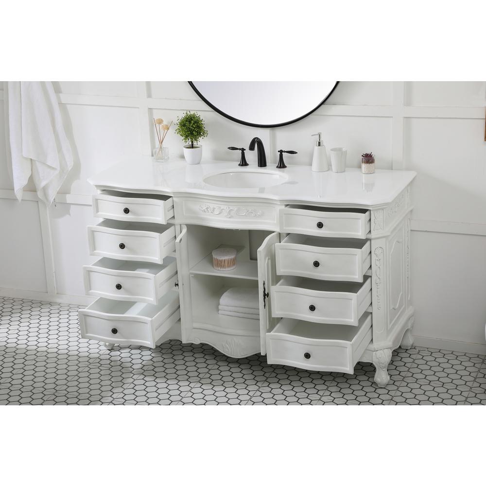 60 inch Single Bathroom vanity in antique white. Picture 3