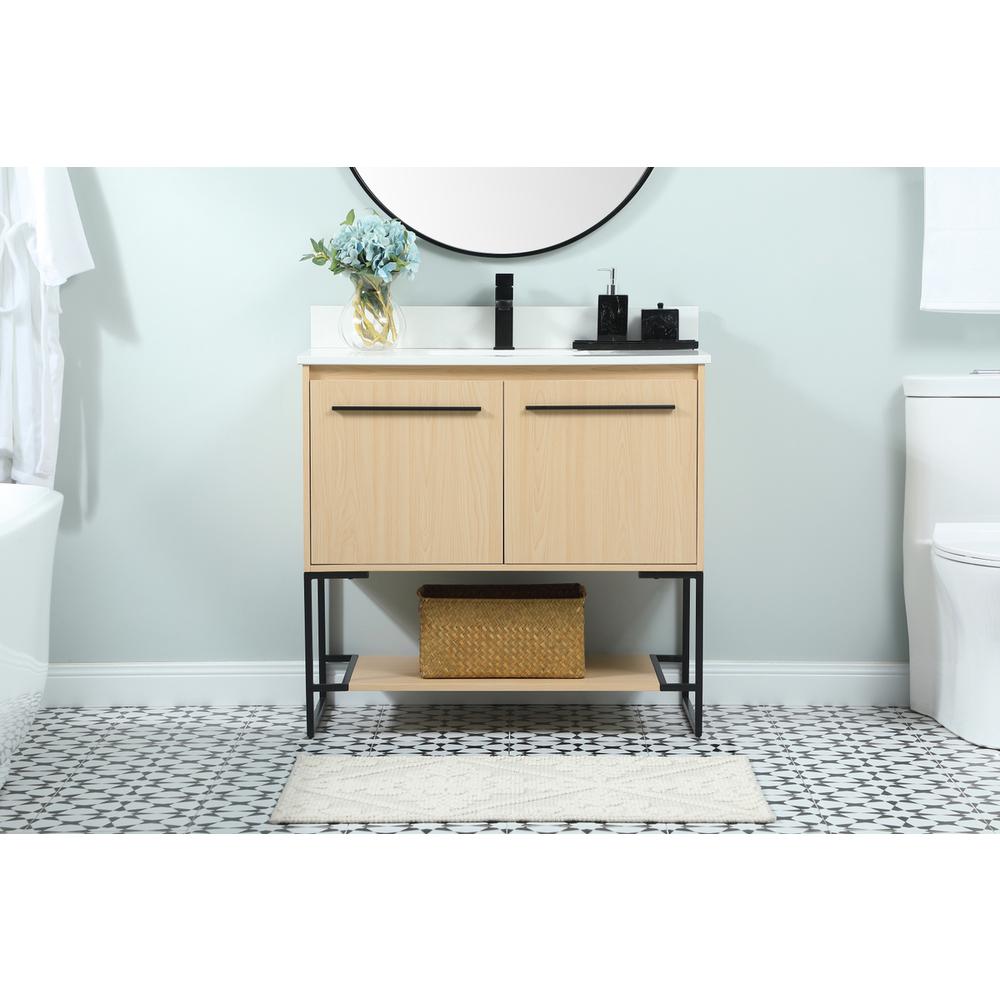 36 inch Single bathroom vanity in maple with backsplash. Picture 14
