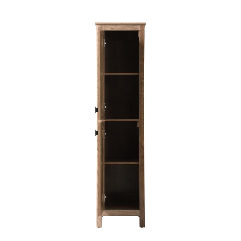 16 Inch Wide Bathroom Linen Storage Freestanding Cabinet In Natural Oak. Picture 4
