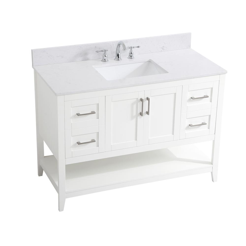 48 inch Single Bathroom Vanity in White with Backsplash. Picture 9