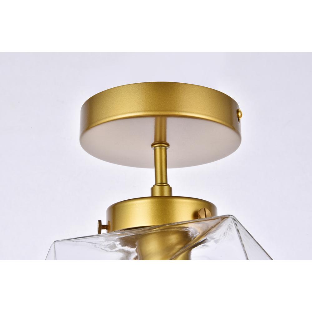 Lawrence 1 light brass and clear glass flush mount. Picture 4