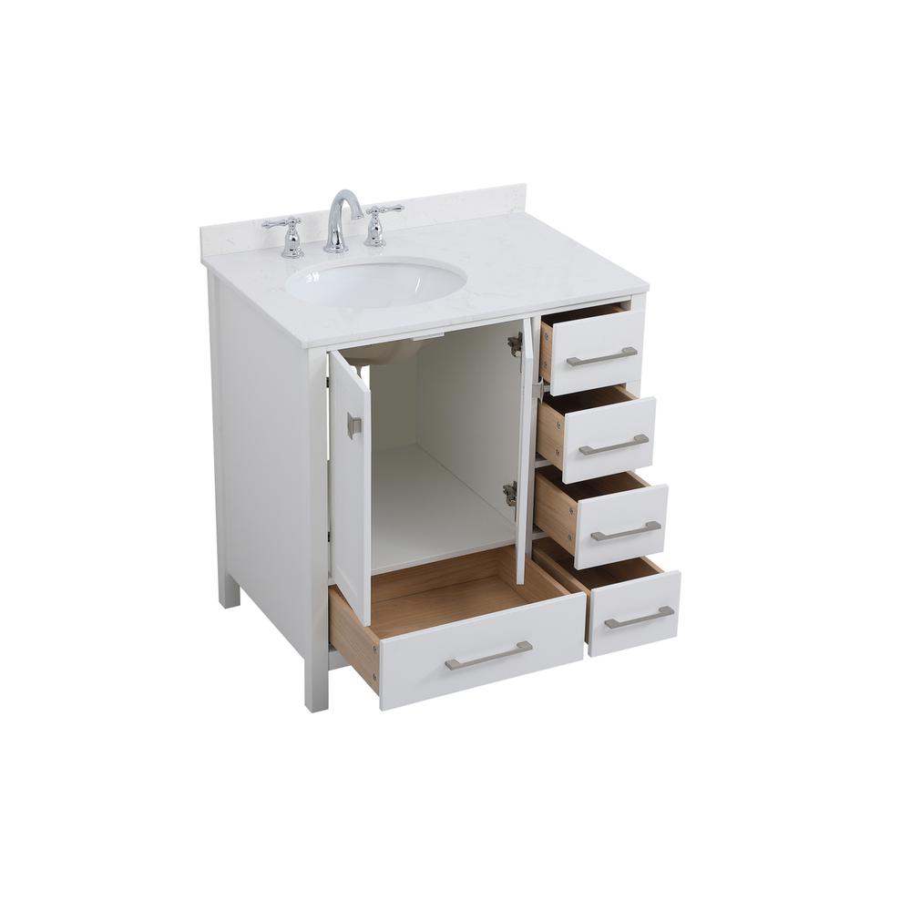 32 inch Single Bathroom Vanity in White with Backsplash. Picture 9