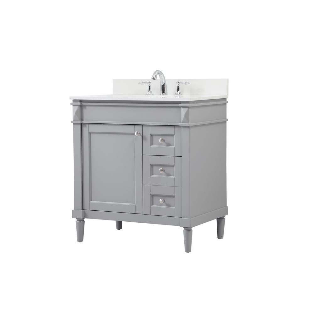 32 inch Single bathroom vanity in grey with backsplash. Picture 7