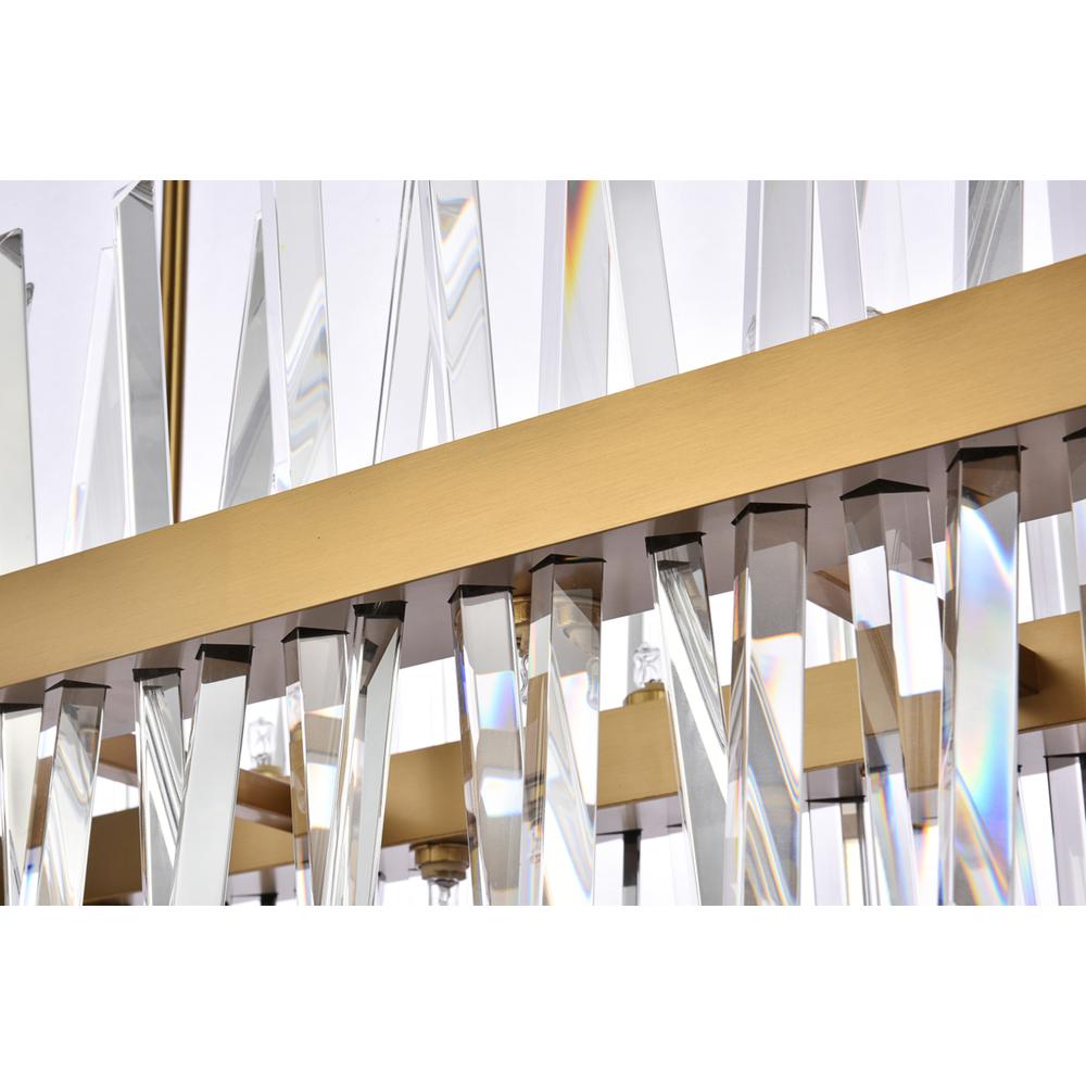 Serephina 36 inch crystal rectangle chandelier light in satin gold. Picture 5