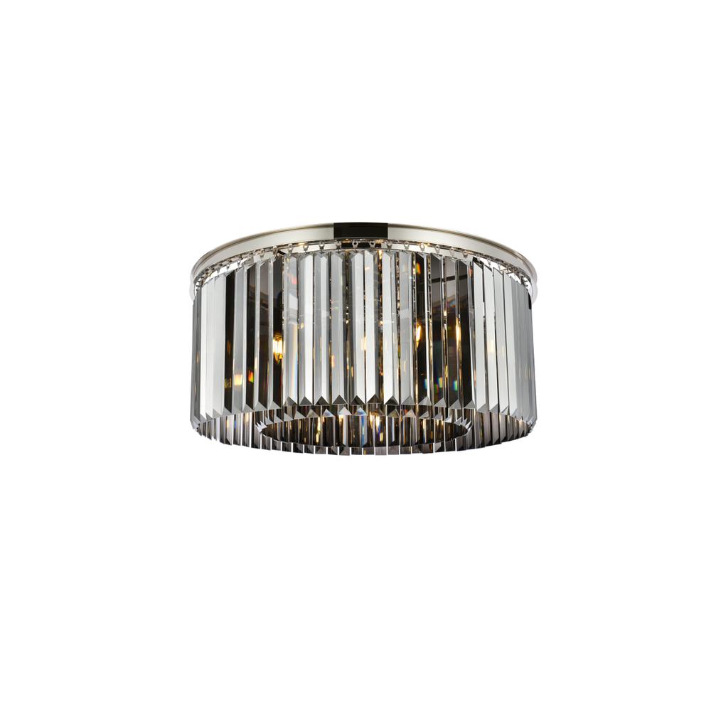 Sydney 8 light polished nickel Flush Mount Silver Shade (Grey) Royal Cut Crystal. Picture 1
