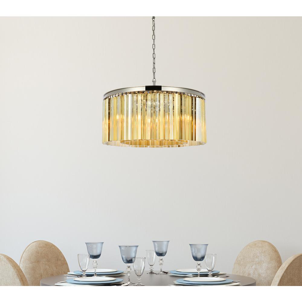 Sydney 8 light polished nickel Chandelier Golden Teak (Smoky) Royal Cut Crystal. Picture 8