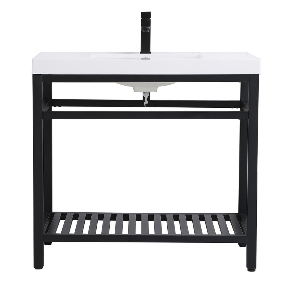 36 inch Single Bathroom Metal Vanity in Black. Picture 1