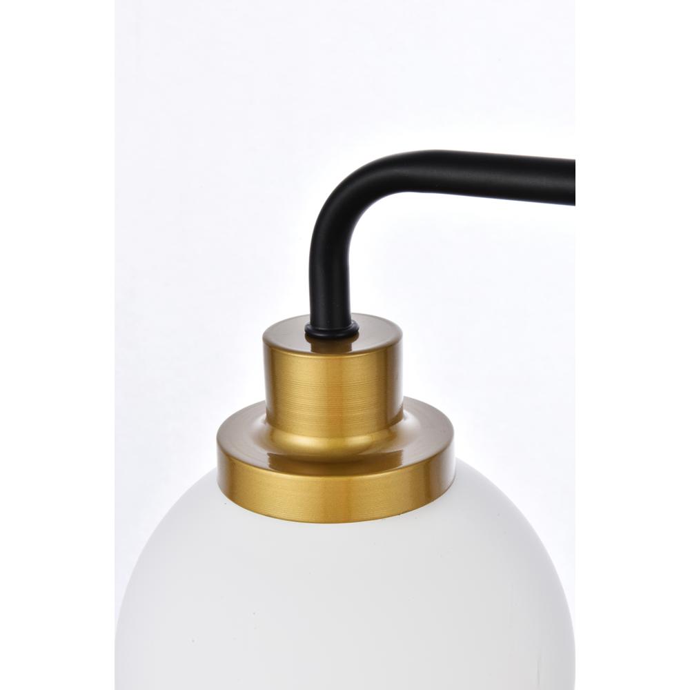 Hanson 2 lights bath sconce in black with brass with frosted shade. Picture 5