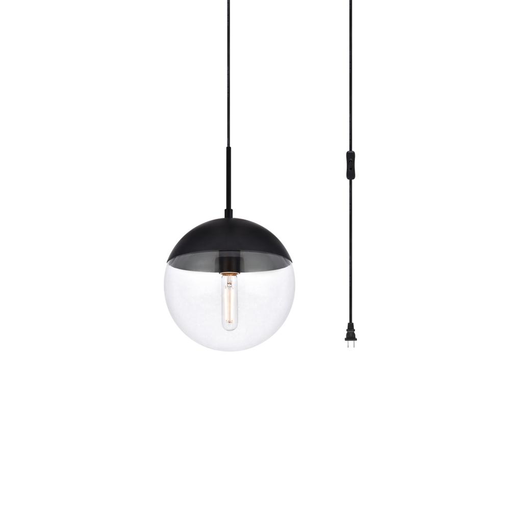 Eclipse 1 Light Black plug in pendant With Clear Glass. Picture 2