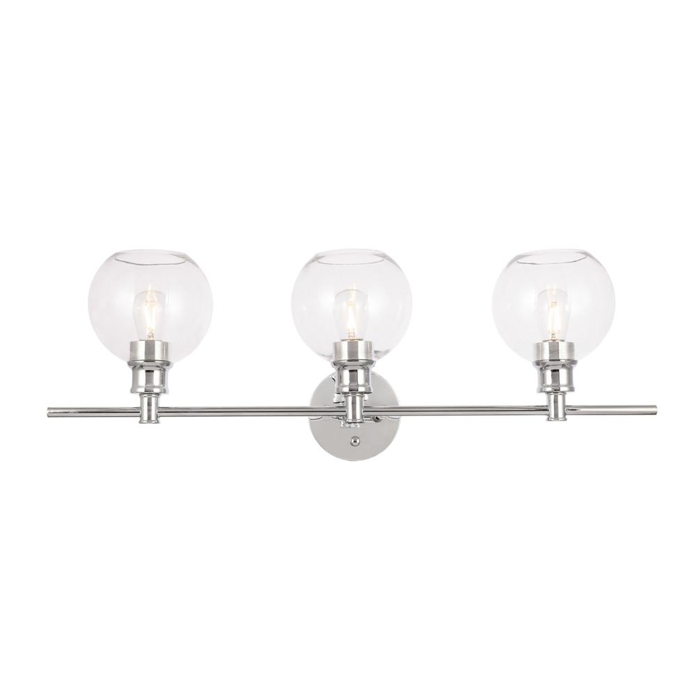 Collier 3 light Chrome and Clear glass Wall sconce. Picture 1