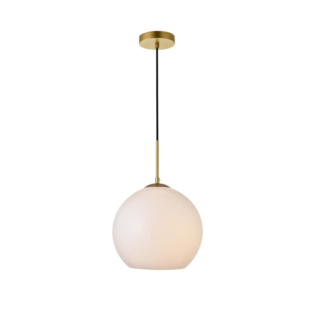 Baxter 1 Light Brass Pendant With Frosted White Glass. Picture 1