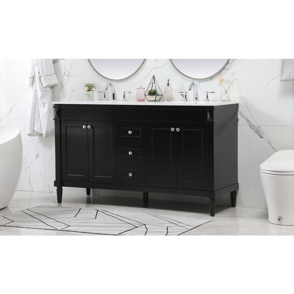 60 inch double bathroom vanity in black. Picture 2