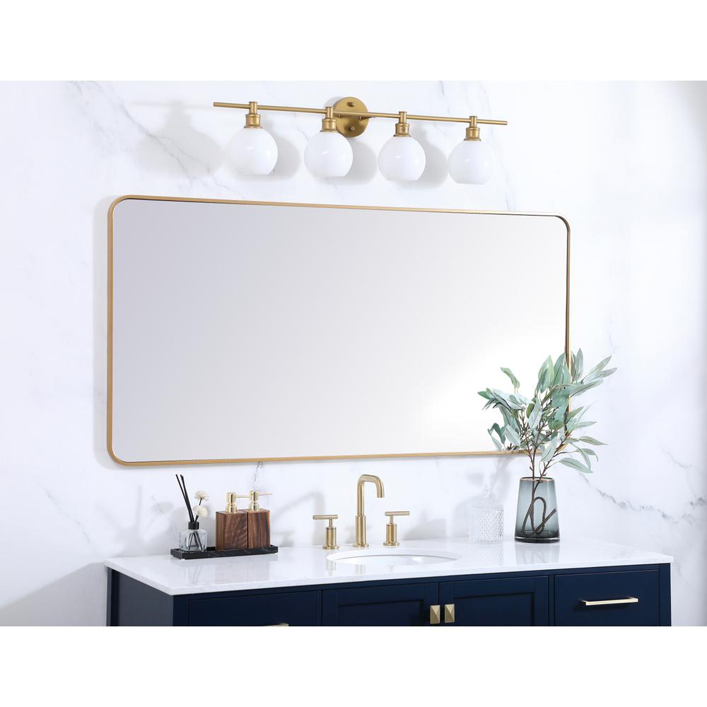 Soft corner metal rectangular mirror 30x60 inch in Brass. Picture 2