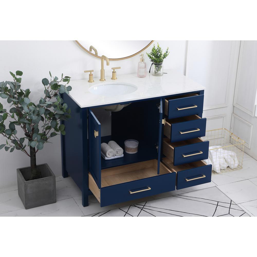 42 inch Single Bathroom Vanity in Blue. Picture 3