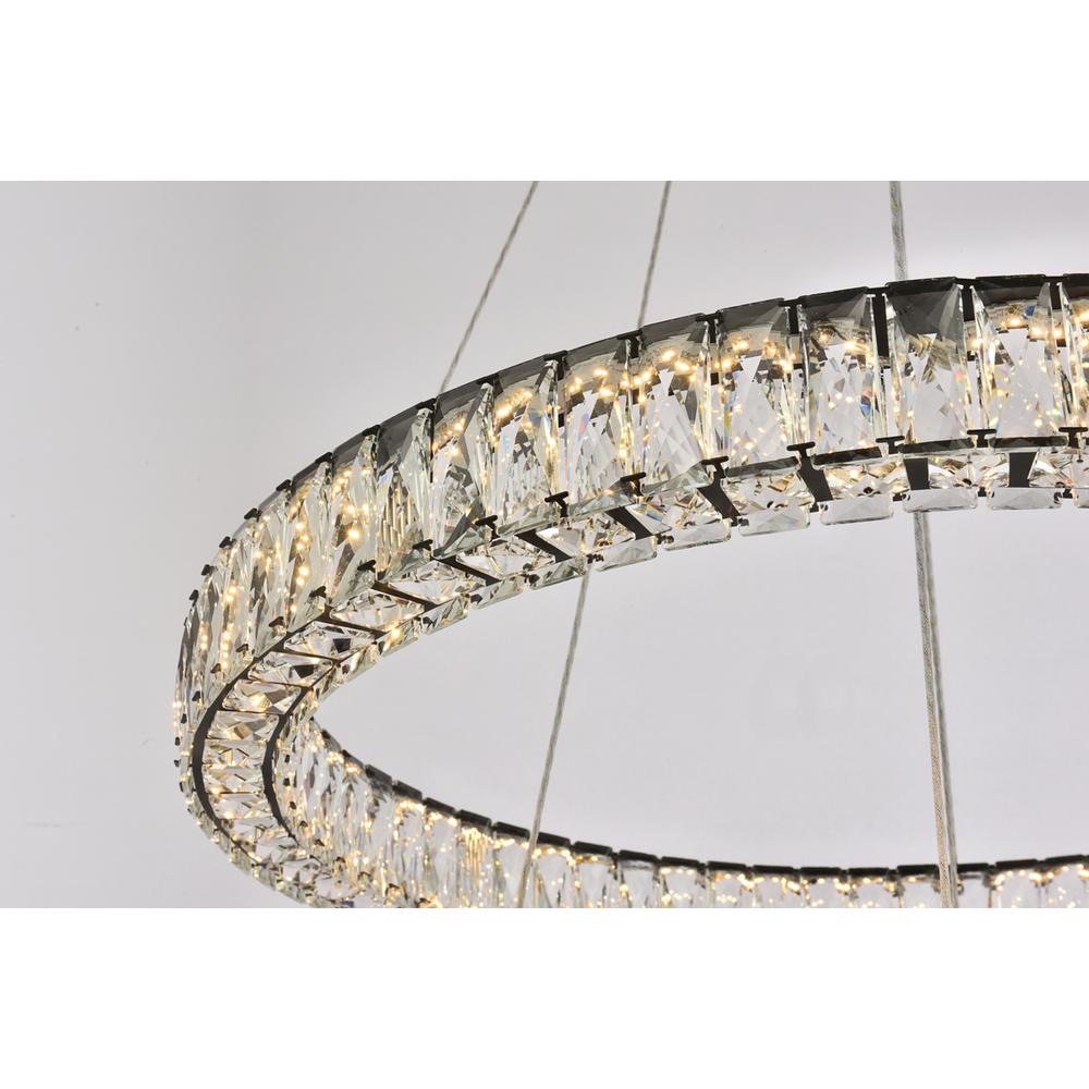 Monroe 32 inch LED double ring chandelier in black. Picture 3