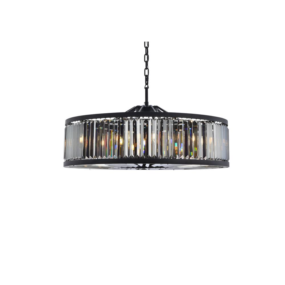 Chelsea 10 light Matte Black Chandelier Silver Shade (Grey) Royal Cut Crystal. Picture 2