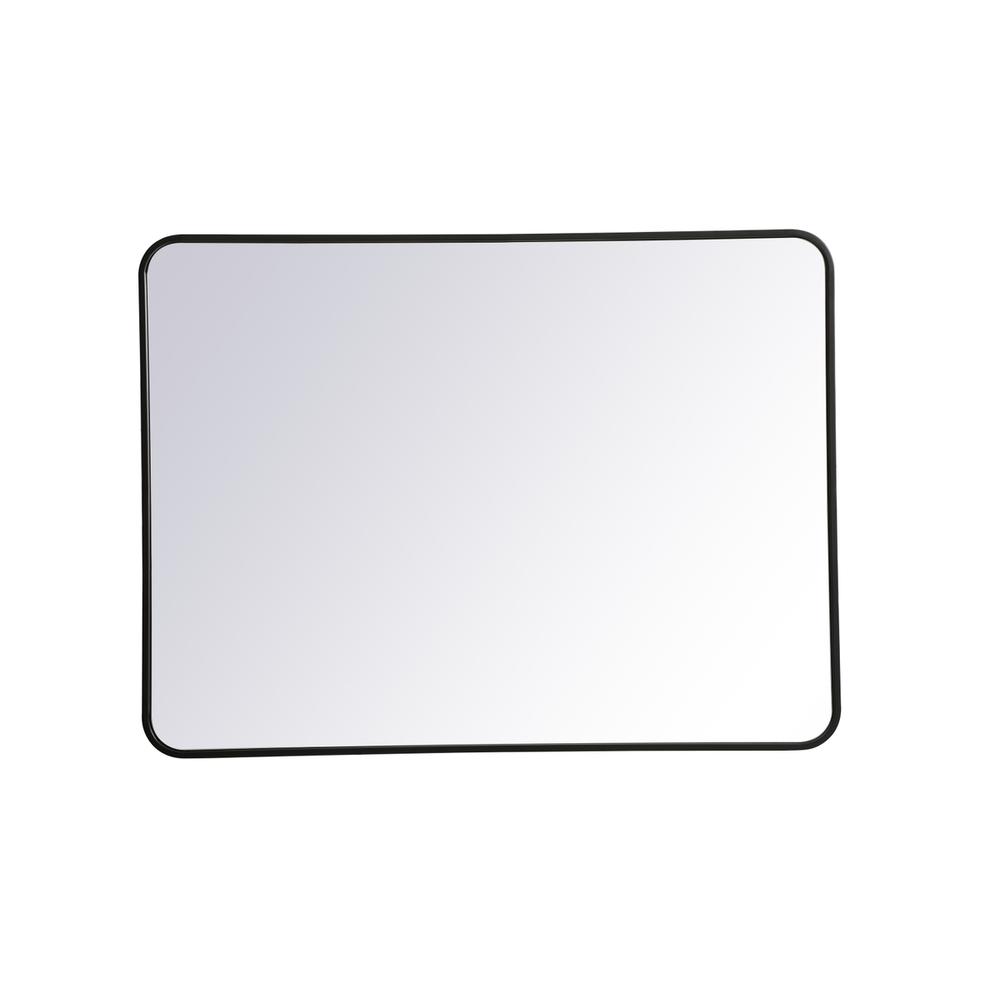 Soft corner metal rectangular mirror 30x40 inch in Black. Picture 1