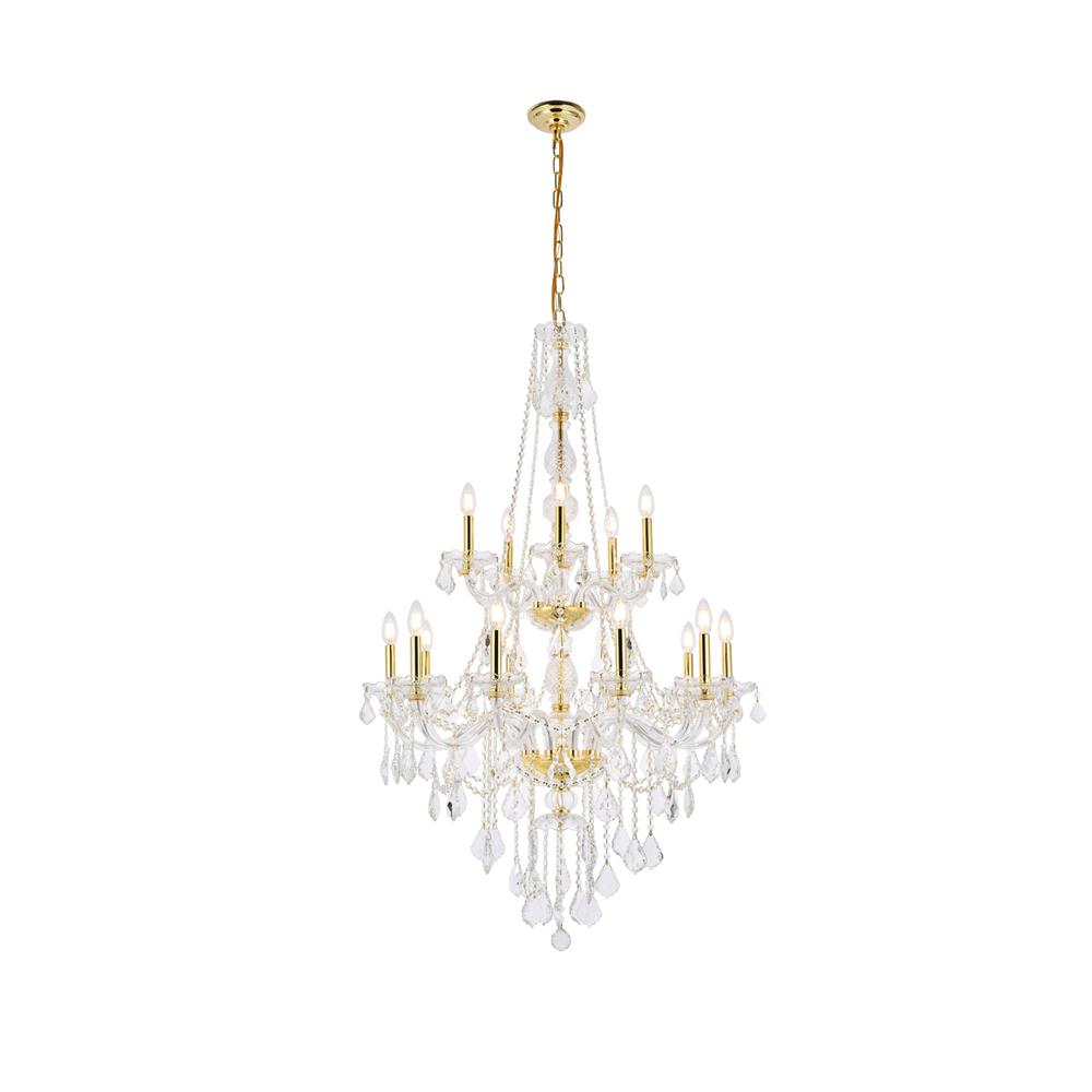 Verona 15 light Gold Chandelier Clear Royal Cut Crystal. Picture 1