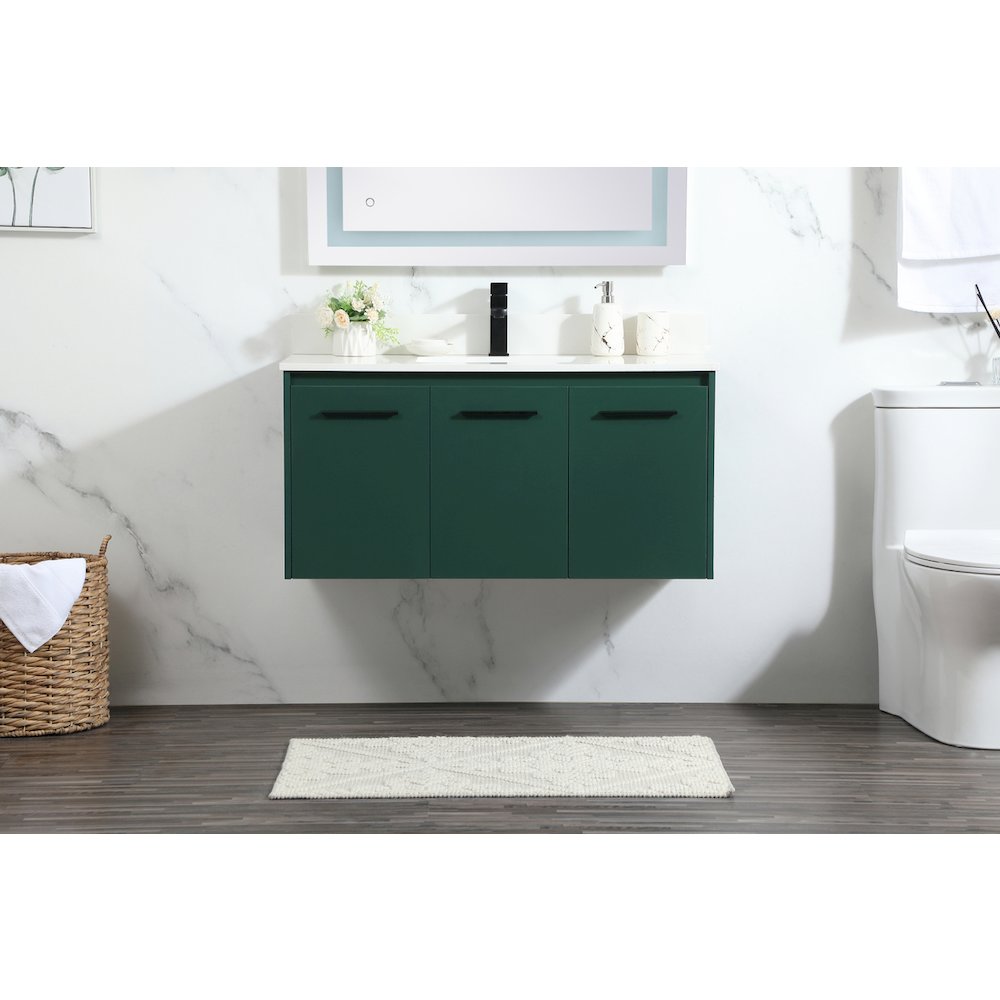 40 Inch Single Bathroom Vanity In Green With Backsplash. Picture 2