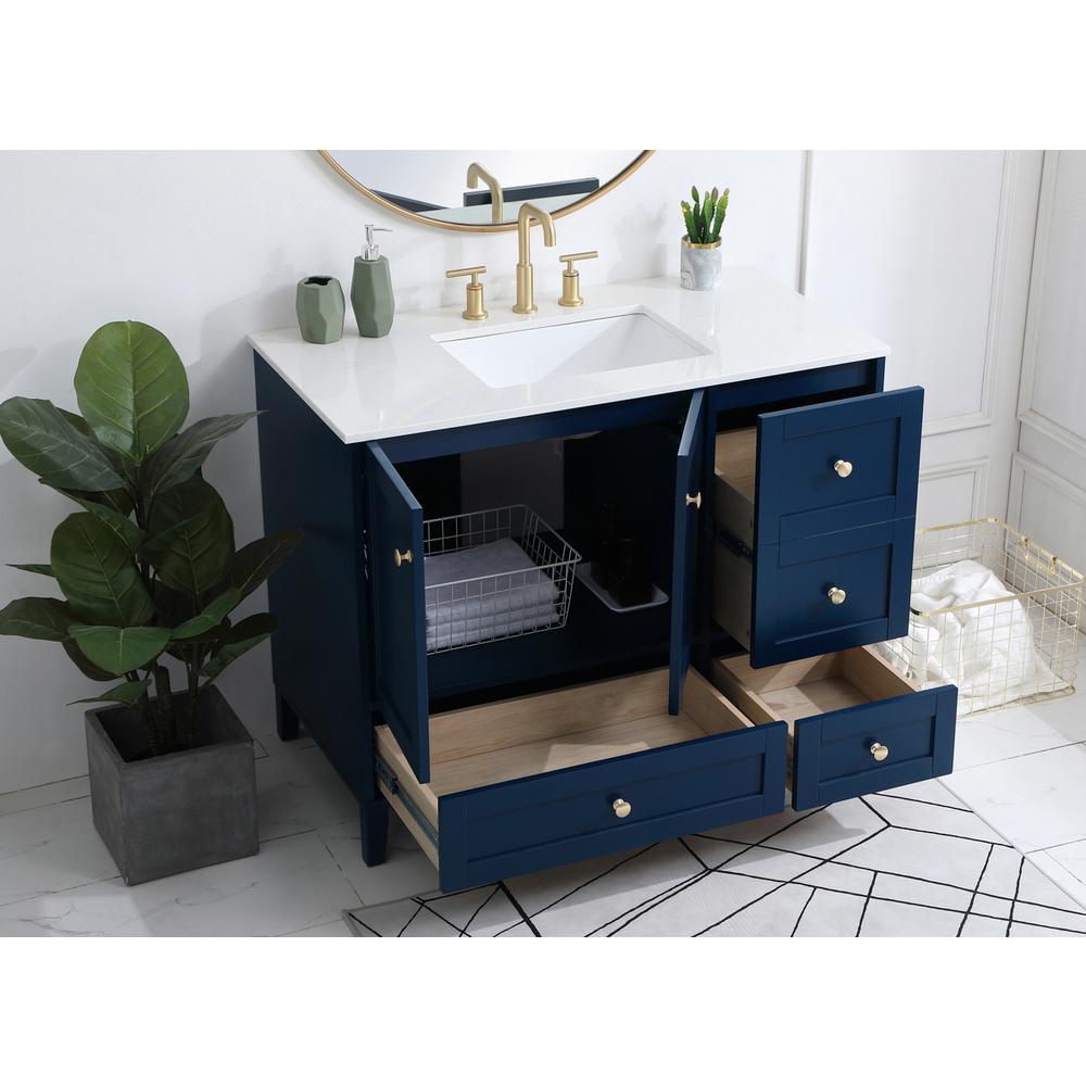 42 inch Single Bathroom Vanity in Blue. Picture 3