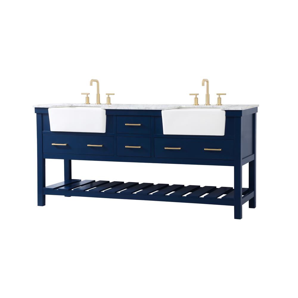 72 inch double bathroom vanity in blue. Picture 7