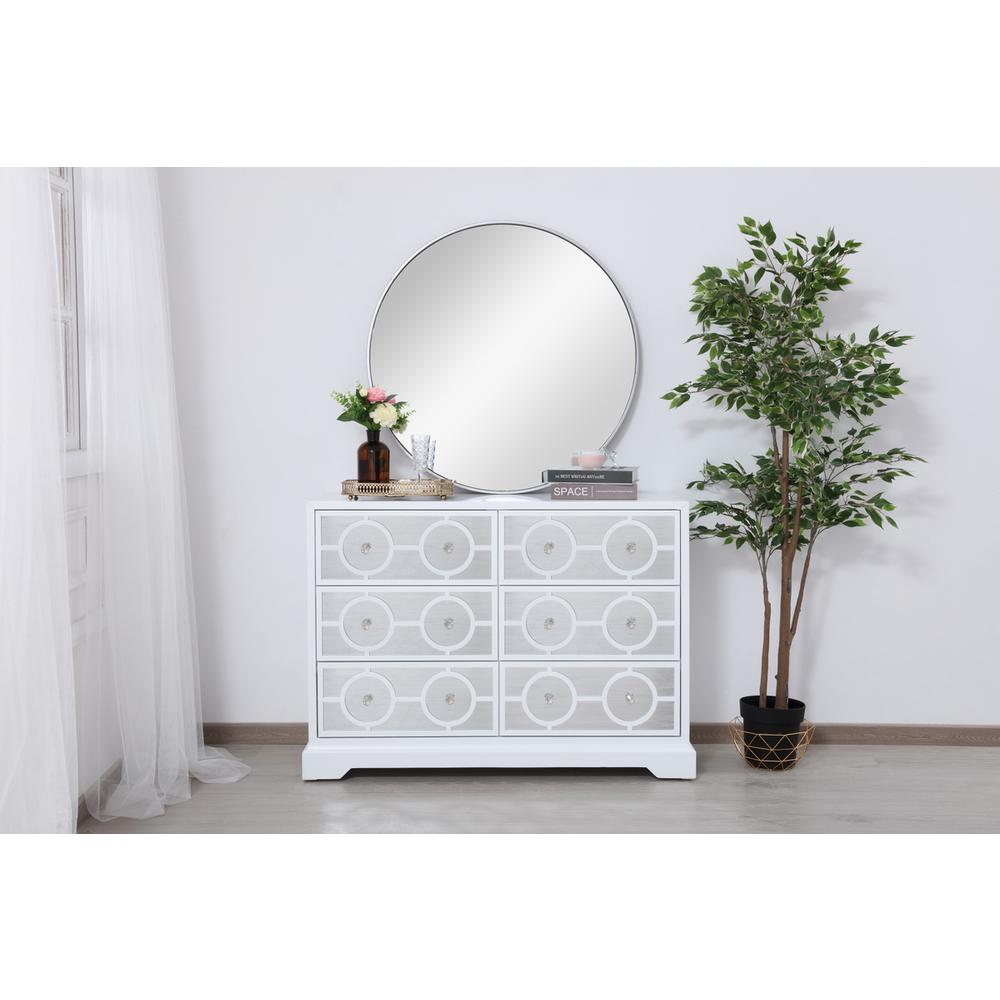 48 in. mirrored six drawer cabinet in white. Picture 10
