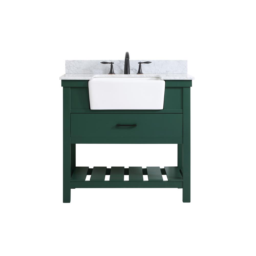 36 inch Single bathroom vanity in green with backsplash. Picture 1