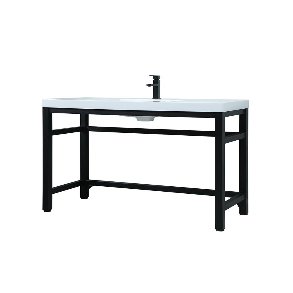 54 Inch ADA Compliant SIngle Bathroom Metal Vanity In Black. Picture 7