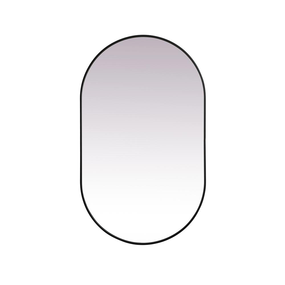 Metal Frame Oval Mirror 36x60 Inch in Black. Picture 1