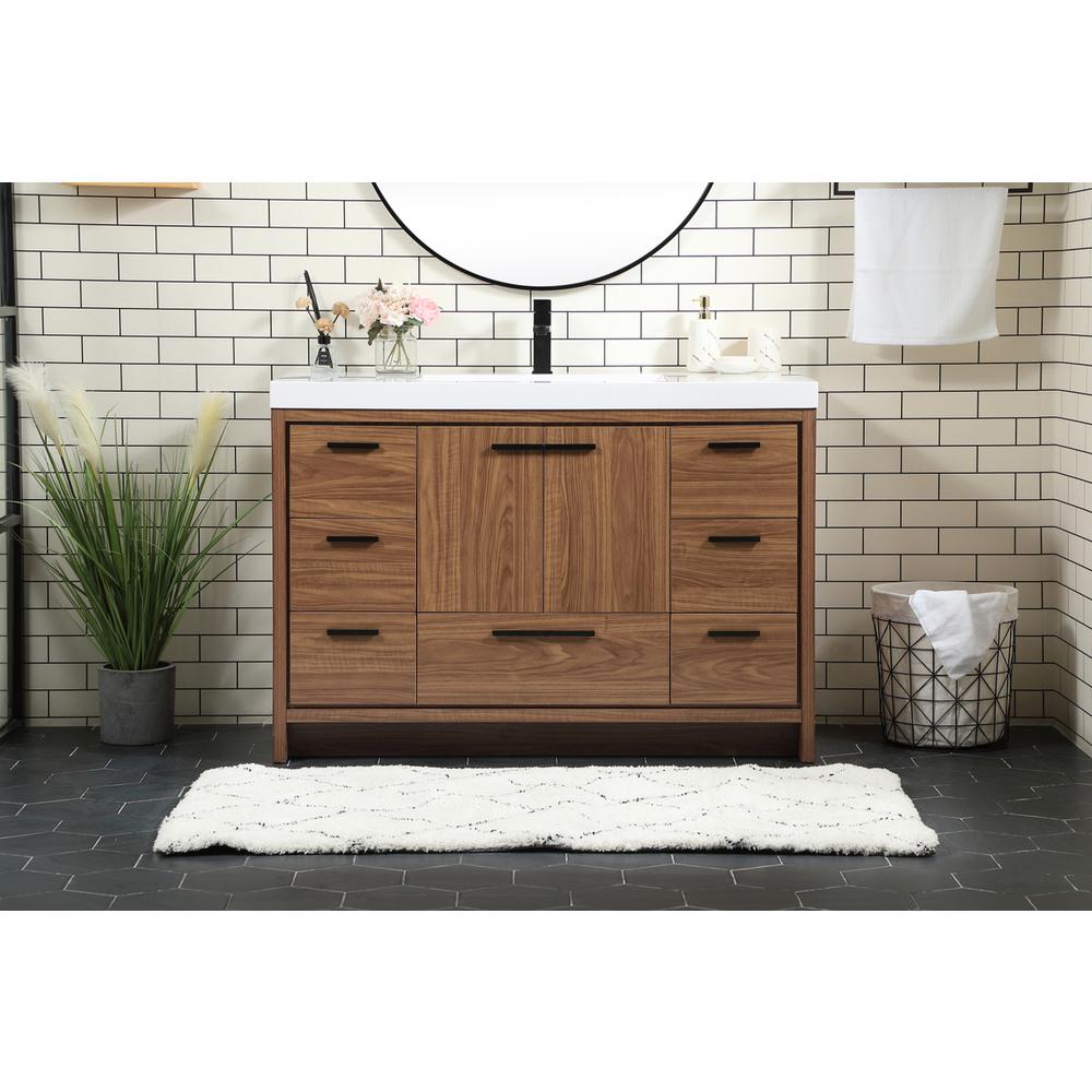 48 inch Single bathroom vanity in walnut brown. Picture 14