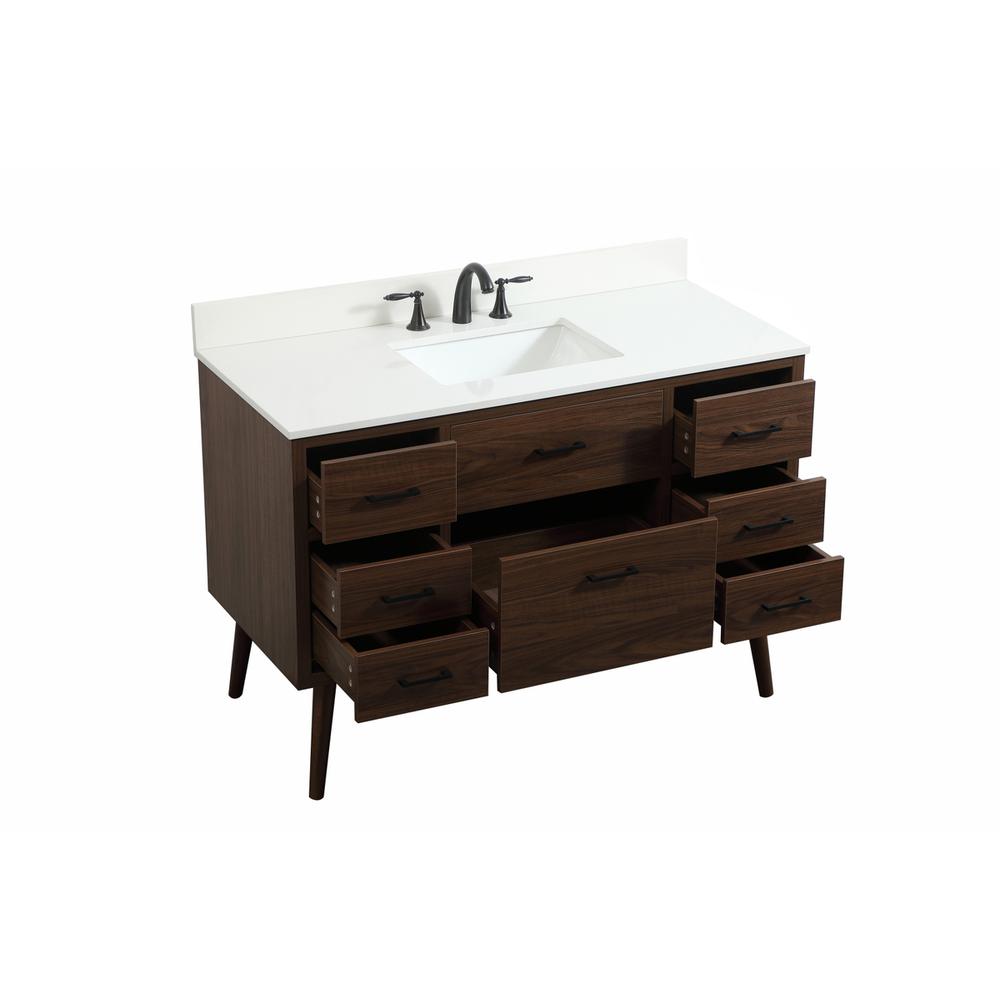 48 inch Single bathroom vanity in walnut with backsplash. Picture 9