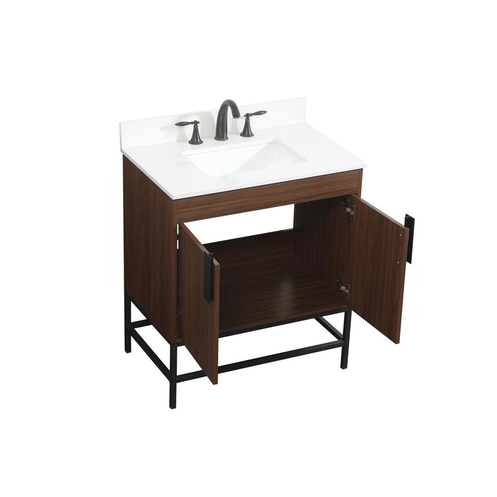 30 inch Single bathroom vanity in walnut with backsplash. Picture 9