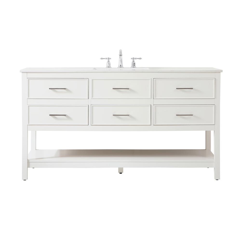 60 inch Single bathroom vanity in white. Picture 1