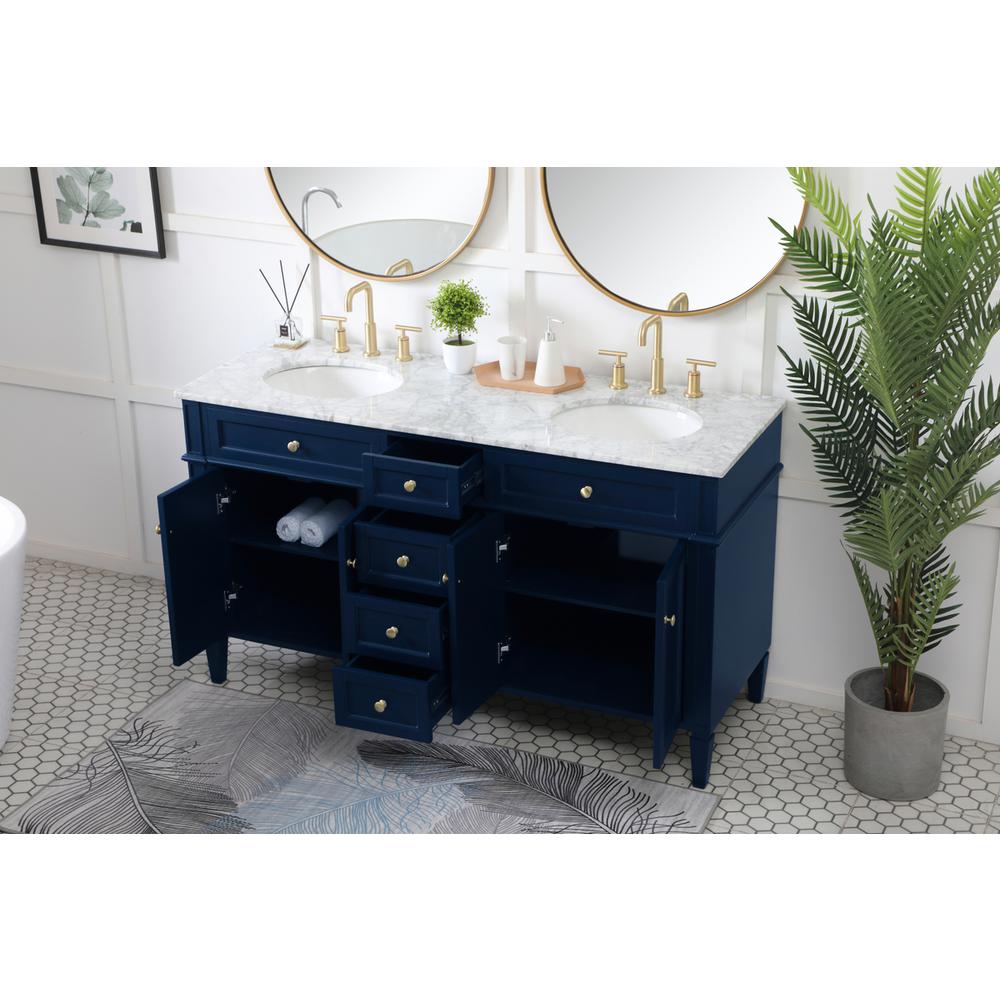 60 inch double bathroom vanity in blue. Picture 3