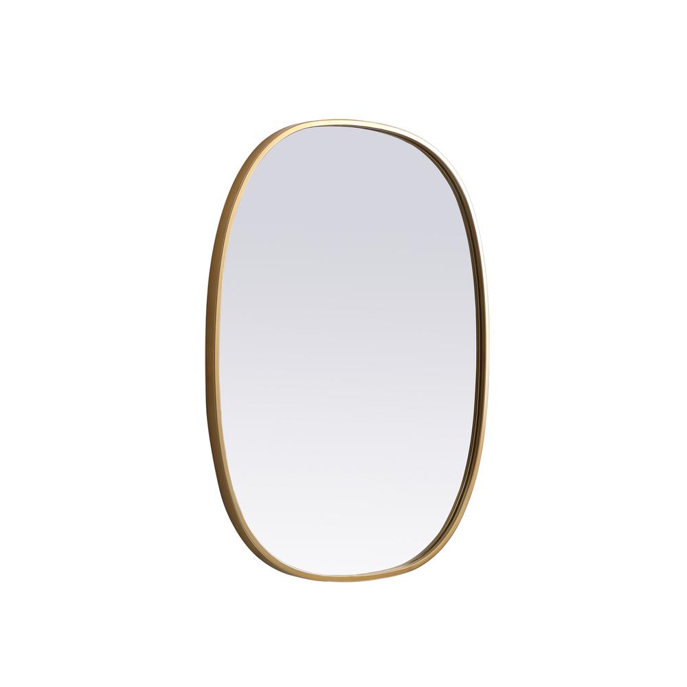 Metal Frame Oval Mirror 24x30 Inch in Brass. Picture 7