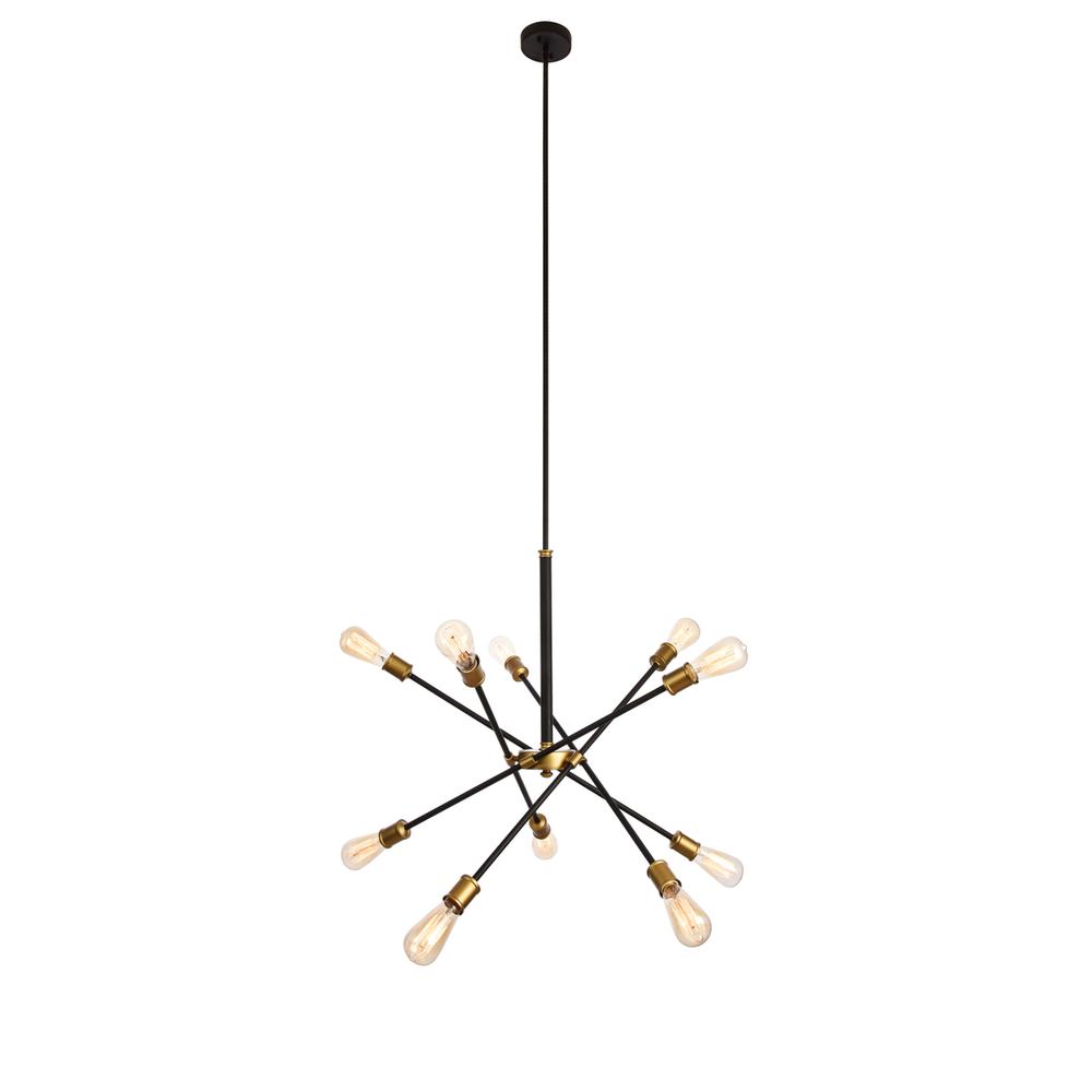 Axel Collection Chandelier D27.2 H32.5 Lt:10 Black and Brass Finish. Picture 1