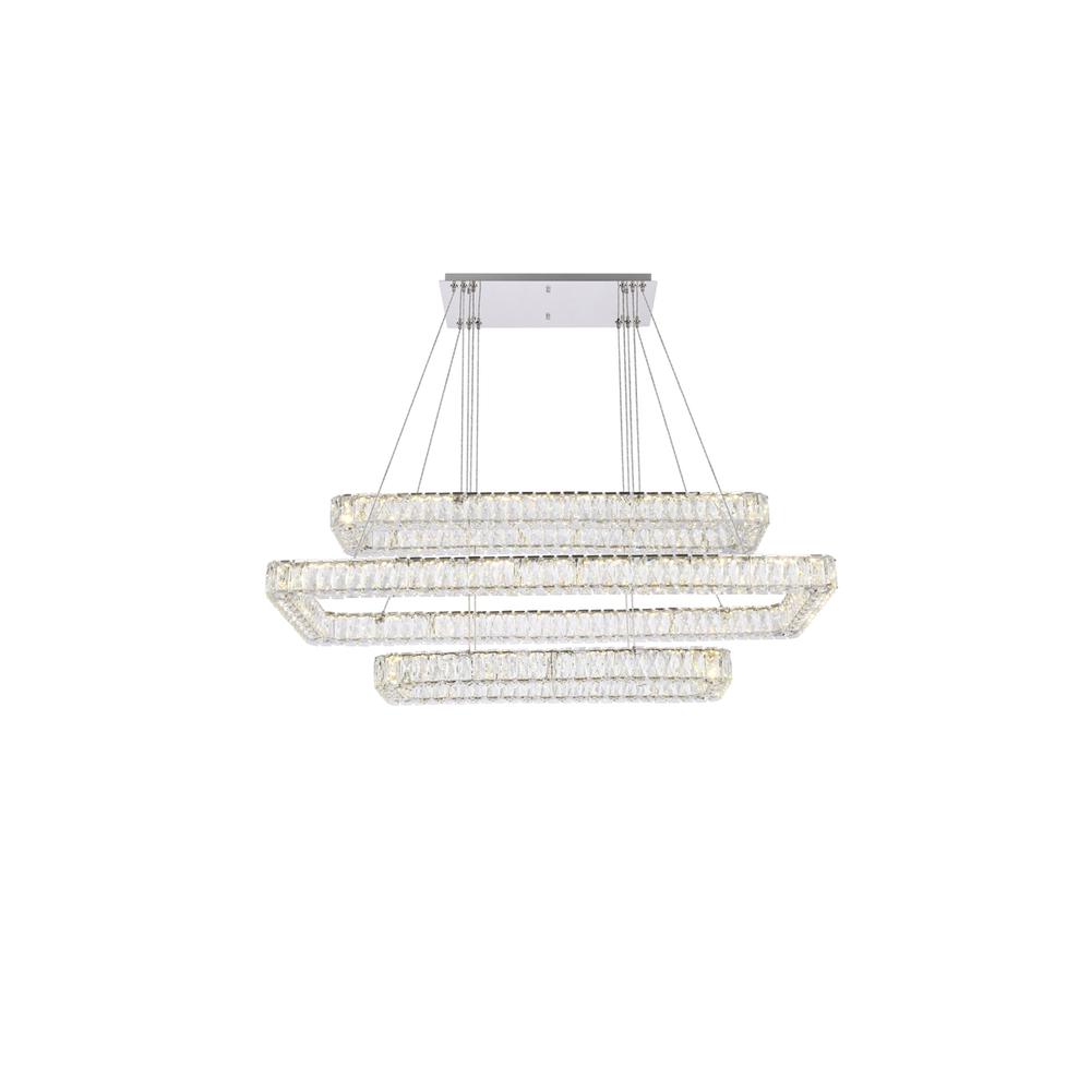 Monroe 50 inch LED triple rectangle pendant in chrome. Picture 1
