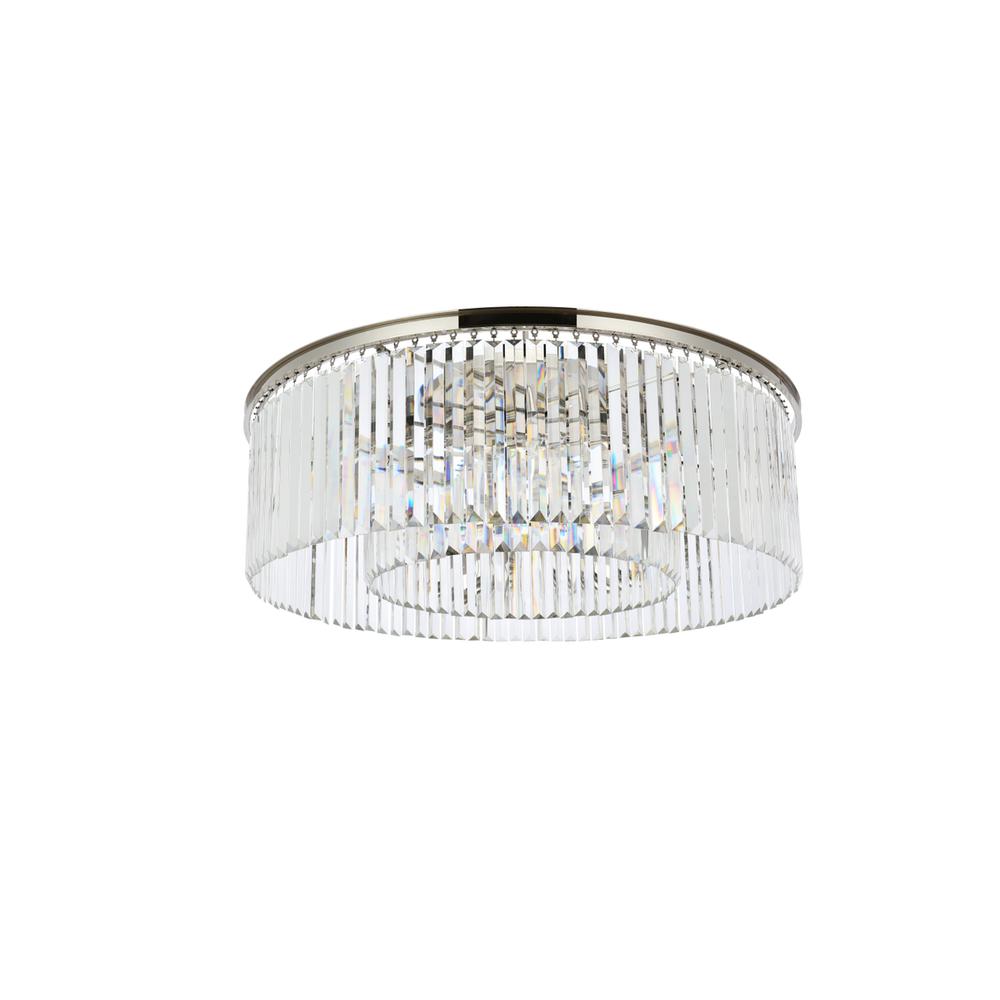 Sydney 10 light polished nickel Flush Mount Clear Royal Cut Crystal. Picture 6