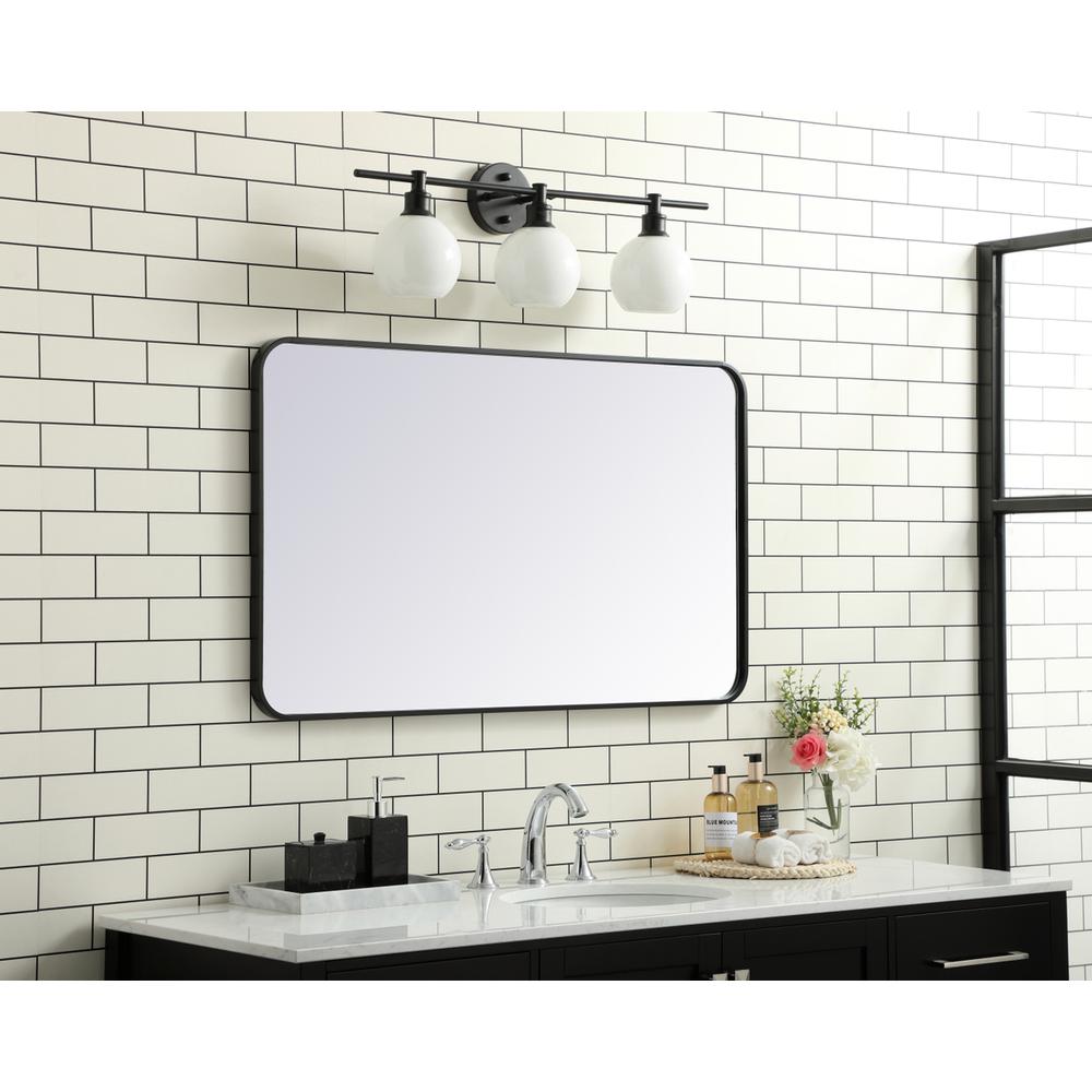 Soft corner metal rectangular mirror 24x40 inch in Black. Picture 2