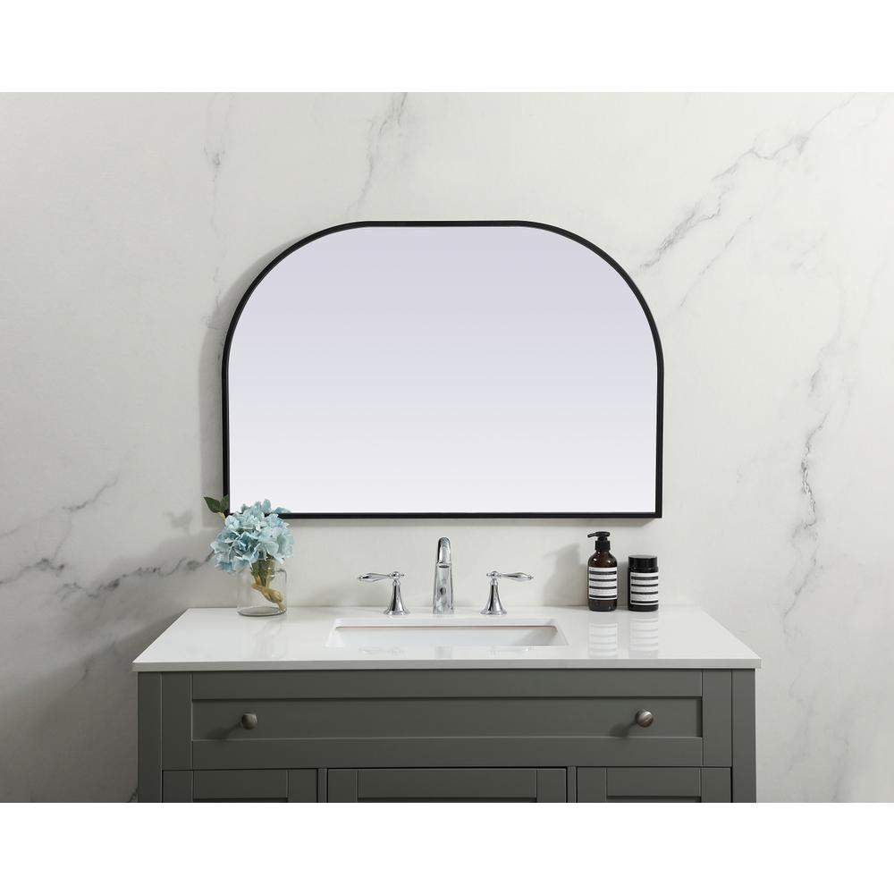 Metal Frame Arch Mirror 36x24 Inch in Black. Picture 9