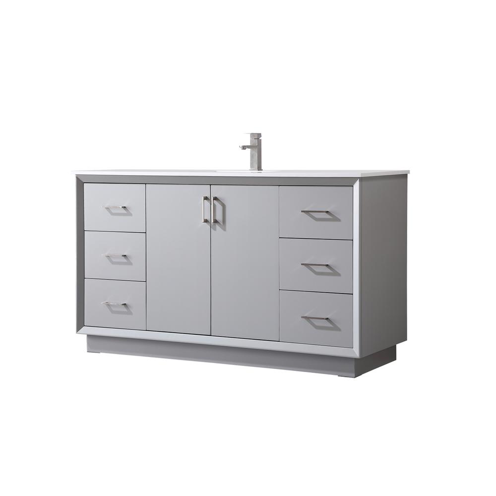 60 Inch SIngle Bathroom Vanity In Grey. Picture 7