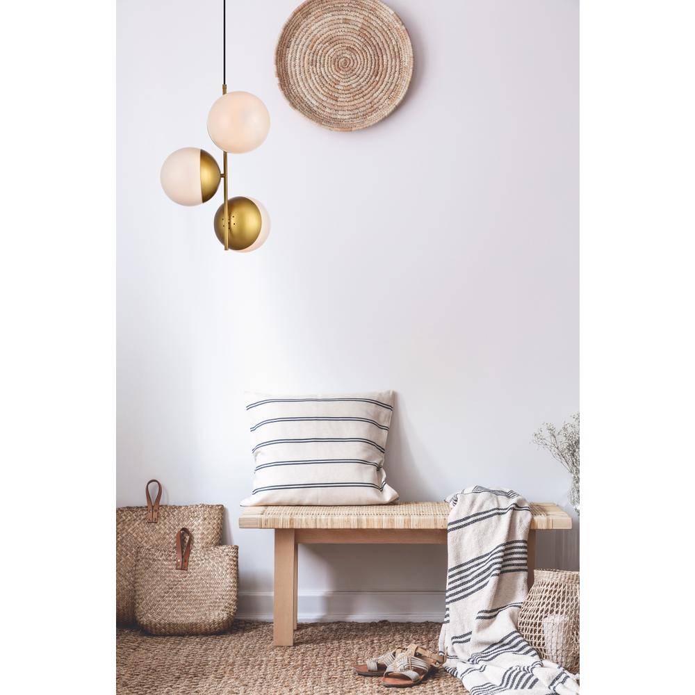 Eclipse 3 Lights Brass Pendant With Frosted White Glass. Picture 6