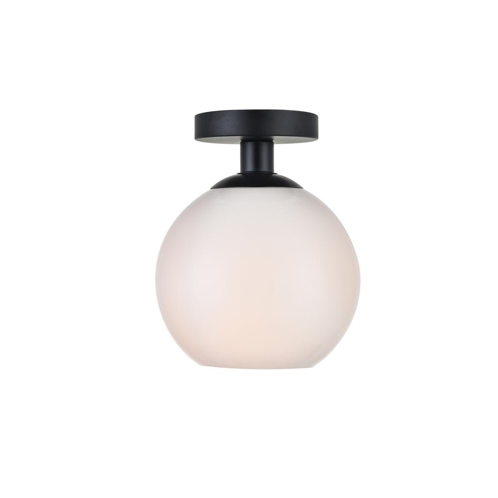 Baxter 1 Light Black Flush Mount With Frosted White Glass. Picture 1